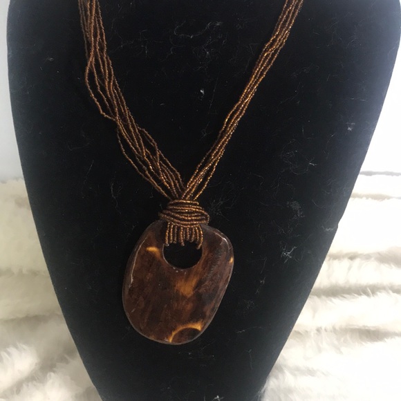 “BROWN BEAD” Boho Style Necklace. - Picture 4 of 8